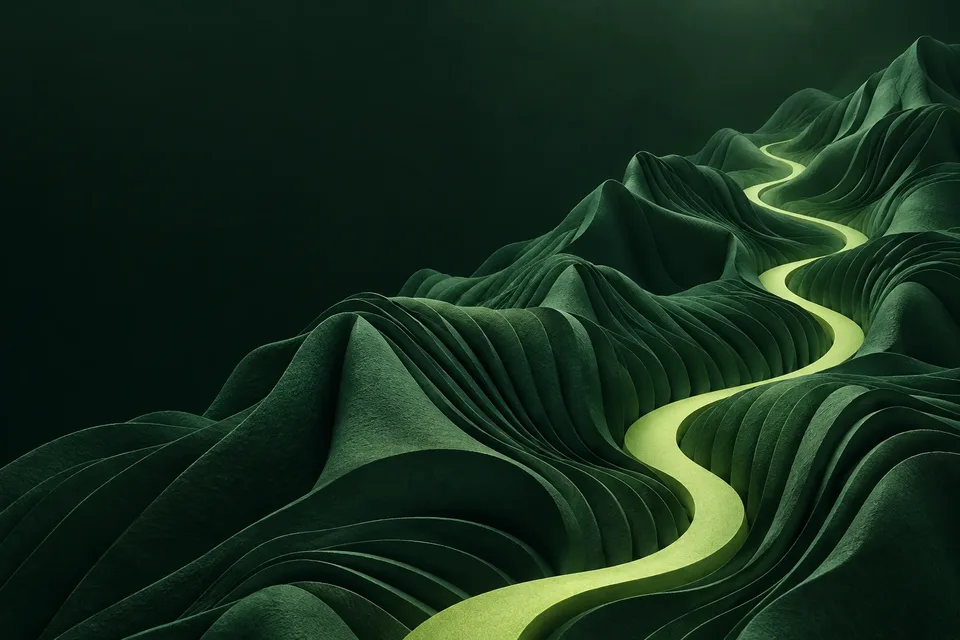 Conceptual illustration of paths through an ecological landscape