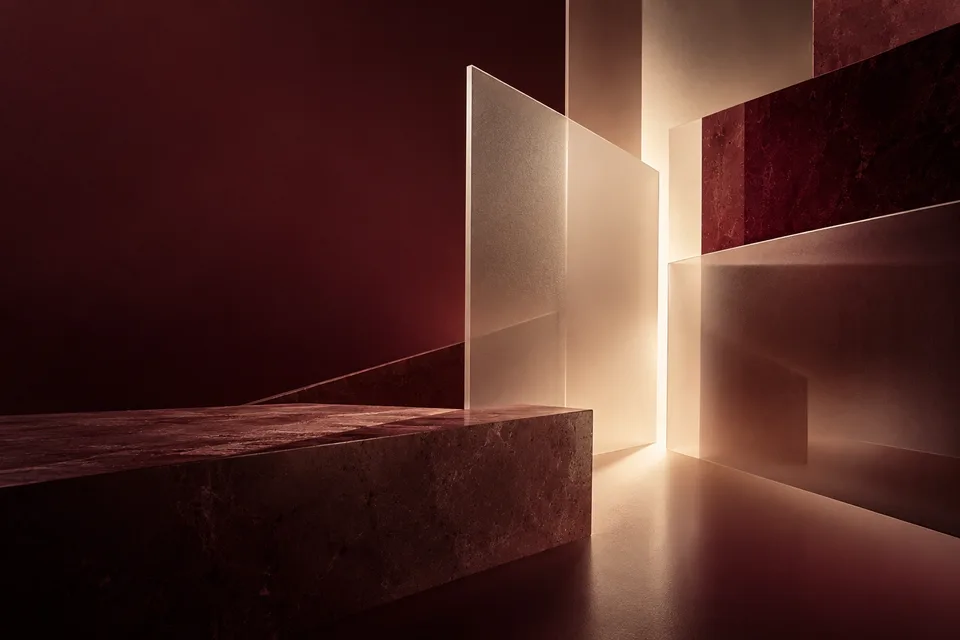 Conceptual glass architecture: many paths converge into one passage